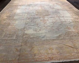 Antique Turkish Oushak Rug. Measures 13' x 16' 2". Photo 1 of 3.