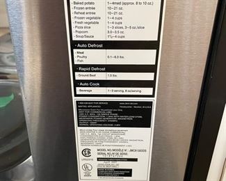Jenn-Air Sensor Built-In Cook Microwave. Model Number JMC8130DDS. Photo 2 of 2.