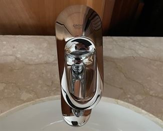 Vanity with Single Sink. Measures 51" W x 7' H x 22.5" D. Counter Height is 35" H. Grohe Faucet. Photo 2 of 2.