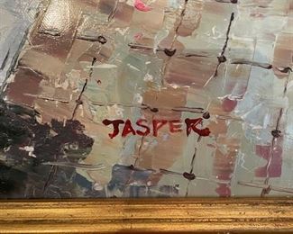 Amalfi Coast Oil painting signed by artist, Jasper. Measures 46" x 30". Photo 2 of 2.