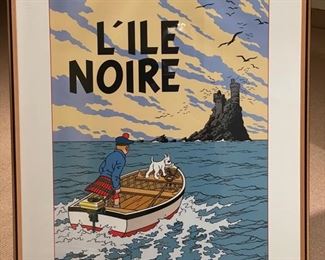 Framed Les Aventures De TinTin "Li'le Noire" poster.