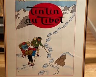 Framed Les Aventures De TinTin "TinTin au Tibet" poster.
