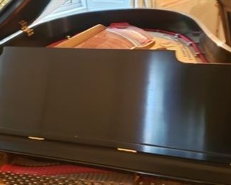 1926 Steinway & Sons Ebony Satin Gloss Finish Model M Baby Grand Piano with PlayerDisc System. Refurbished by Kurt Saphir. Formal Resale Appraisal, Available Upon Request, Performed by Piano Technician: Dornfeld Piano Tuning. Photo 10 of 12.