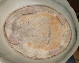 Antique Asian Oval Bowl with Lid. Measures 12" x 10". Photo 2 of 3.