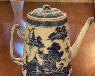 Asian Flow Blue Tea Pot. Measures 7"H. Photo 1 of 4.