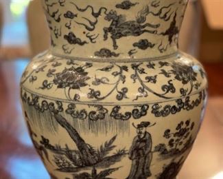 Antique Porcelain Asian Vase. Measures 11"H x 10"D. Opening is 8". Photo 1 of 2.