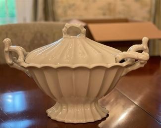 Blanc De Chen Tureen. Measures 14" W x 7"H; 10.5" H with lid. Photo 1 of 3.
