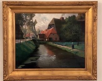 "Old Million Quite Creek," George Ames Aldrich. 30" W x 24" H. Circa 1910. Hand-carved frame. Photo 1 of 2.