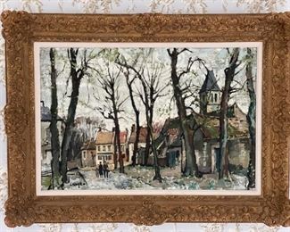 "La Ferme Blanche," Constantin Kluge (1912 - 2003). Oil on canvas. Measures 36" x 24". Circa 1965. Photo 1 of 4.