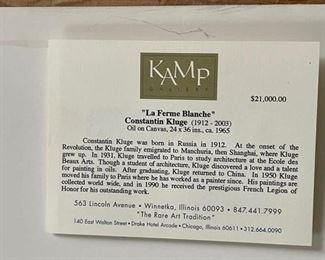 "La Ferme Blanche," Constantin Kluge (1912 - 2003). Oil on canvas. Measures 36" x 24". Circa 1965. Photo 4 of 4.