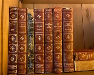 Sample of leather-bound books.