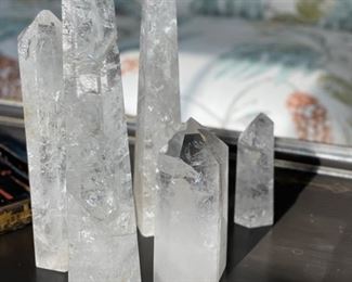 Set of 6 Rock Crystal Obelisks.