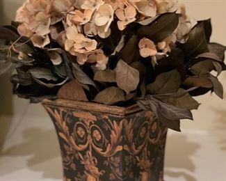 Faux Hydrangeas in Cachepot.