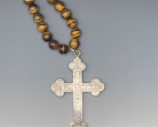 Jeffrey Alters Custom-Designed Fine Silver Alter Cross Pendant.