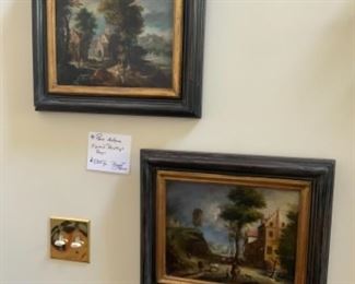 Pair antique signed landscape paintings (foyer) $500 pr 