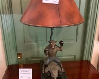 Maitland Smith “Bull Riding Bear” bronze lamp.   $600