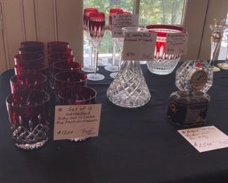 Set of 12 RARE Waterford ruby cut to clear Old Fashioned glasses.     $1,200 set