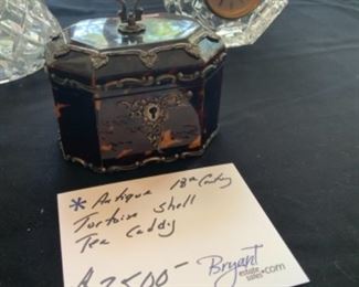 Rare Sterling silver trimmed tortoise shell tea caddy in excellent condition.   $2,500