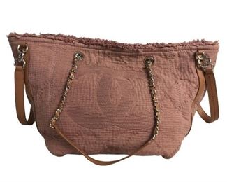VTG CHANEL PINK CANVAS DOUBLE FACE TOTEBAG