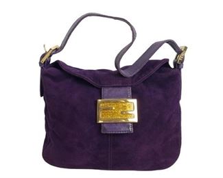 VINTAGE FENDI PURPLE SUEDE SHOULDER BAG