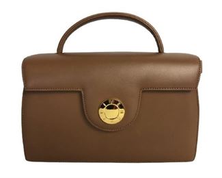 VTG GIVENCHY BROWN CALF TOP HANDLE SHOULDER BAG