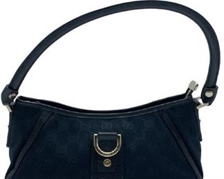 VTG GUCCI BLACK MONOGRAM CANVAS ABBEY POCHETTE