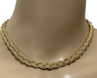 GORGEOUS HEAVY BRAIDED 14K GOLD NECKLACE