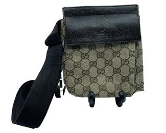 VTG GUCCI BEIGE MONOGRAM CANVAS WAIST POUCH