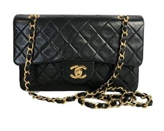 VINTAGE CHANEL BLACK LEATHER CLASSIC 23 SERIES BAG