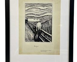 EDWARD MUNCH "THE SCREAM" PENCIL SIGNED LITHO 1896
