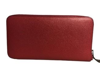 HERMES RED LEATHER AZAP SILK'IN WALLET