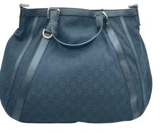 VTG GUCCI BLACK MONOGRAM CANVAS ABBEY HOBO BAG