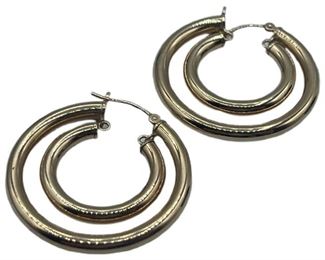 14K GOLD DOUBLE HOOP PIERCED EARRINGS