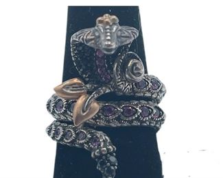 18K GOLD AND STERLING COBRA RING SZ 9