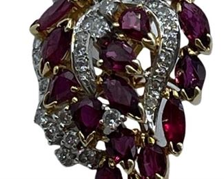 14K GOLD RUBY AND DIAMOND PENDANT