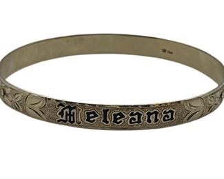 14K GOLD "MELEANA" ETCHED BANGLE BRACELET