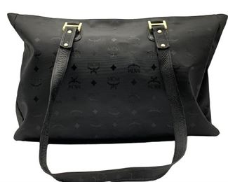 VTG MCM BLACK VISETOS CANVAS LARGE ZIP TOTEBAG