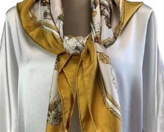 VINTAGE LANCEL HORSE MOTIF SILK SCARF