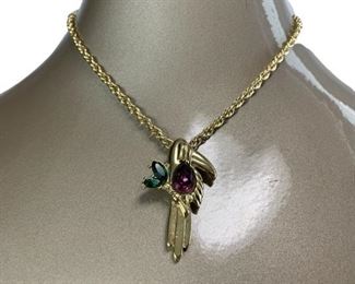 VTG GIVENCHY CRYSTAL BIRD PENDANT NECKLACE