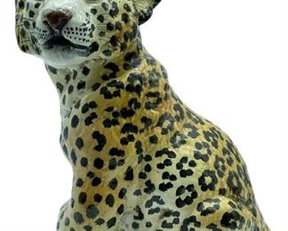 VTG ITALIAN MAJOLICA CERAMIC LEOPARD 15"