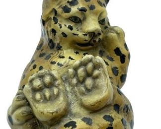 VINTAGE LEOPARD TIGER CUB FIGURINE STATUE 6"