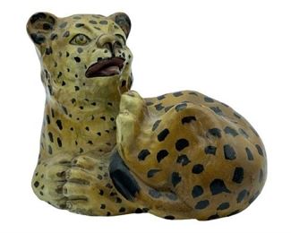 VINTAGE LEOPARD TIGER CUB FIGURINE STATUE 6"