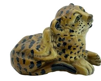 VINTAGE LEOPARD TIGER CUB FIGURINE STATUE 6"