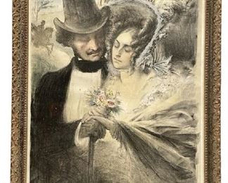 CHARLES LEANDRE " THE LOVERS" POSTER PRINT 53"