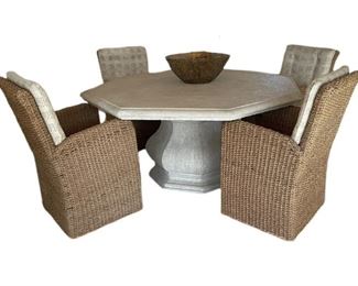 MID MOD NATURAL WICKER DINING SET