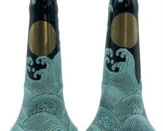 VTG KINDER HARRIS CERAMIC POTTERY CANDLESTICKS 10"