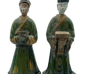 MING DYNASTY TERRACOTTA SANCAI GLAZED STATUES 17"