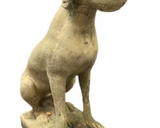 VINTAGE SITTING DOG OUTDOOR STONE STATUE 27"