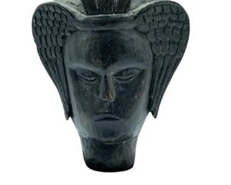 SIERRA LEONE AFRICAN MASK ON STAND SCULPTURE 16"