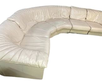 VTG LEATHER STOUBY POLSTER SECTIONAL SOFA 105"
